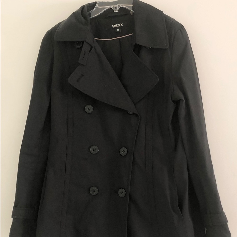 DKNY double breasted black trench/raincoat
